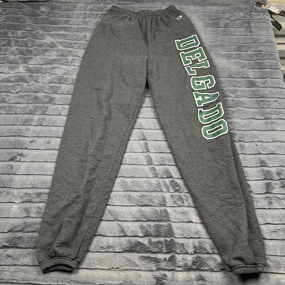 Champion Delgado Community College Sweatpants Gray Green Graphic Mens Medium